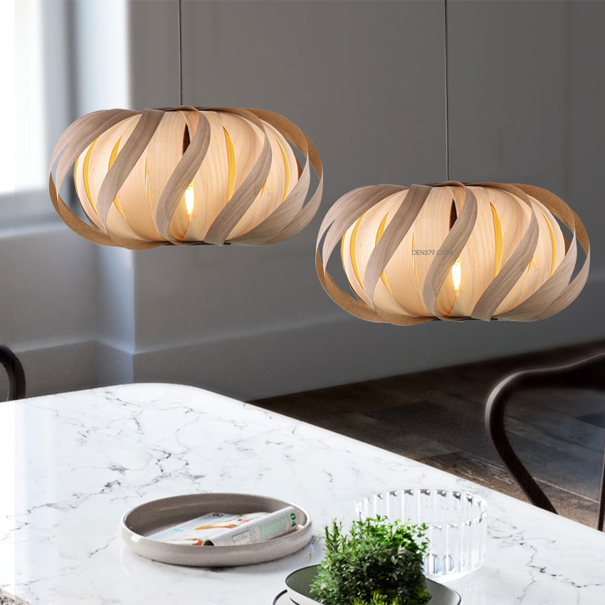 Đèn thả trang trí lá gỗ D2030