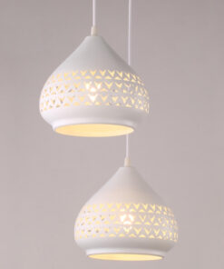 Đèn thả bàn ăn 3 bóng trắng khắc hoa văn