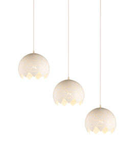 Đèn thả bàn ăn 3 bóng trắng khắc hoa văn