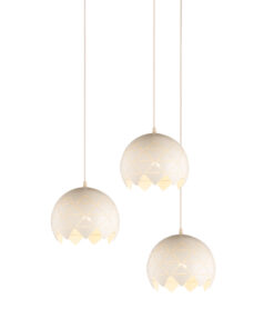 Đèn thả bàn ăn 3 bóng trắng khắc hoa văn