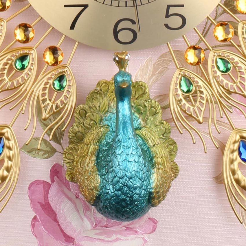 VIRGO VO-914 | Đồng hồ trang trí gắn tường Chim khổng tước