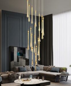 Đèn chùm thả thông tầng cầu thang, đèn thả trang trí thông tầng