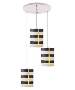 Đèn thả bàn ăn VR0978: bộ 3 bóng, chụp thủy tinh đen trắng