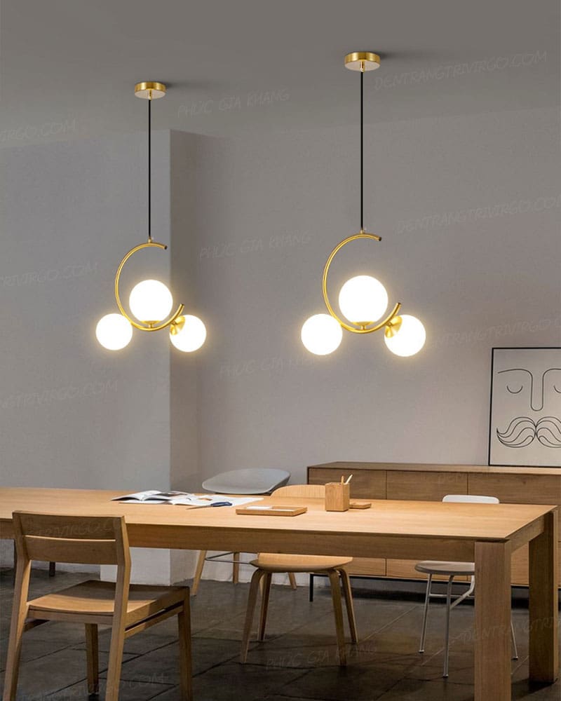 Đèn thả trang trí thủy tinh 3 bóng khung tròn cao cấp L323