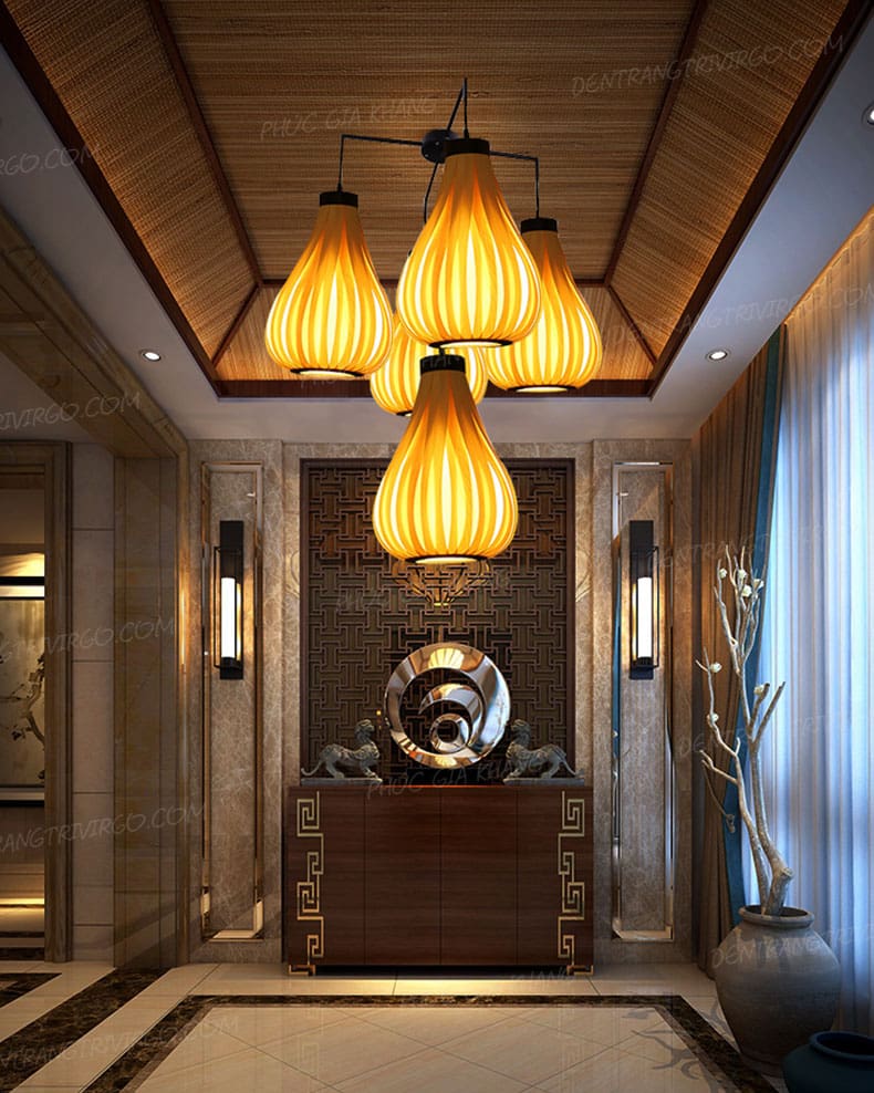 Đèn thả gỗ trang trí phong cách truyền thống châu Á L665