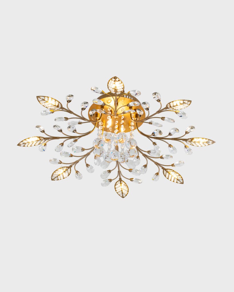 Đèn Ốp Trần Pha Lê Cành Lá Vàng Sang Trọng VRG-ML8811-8
