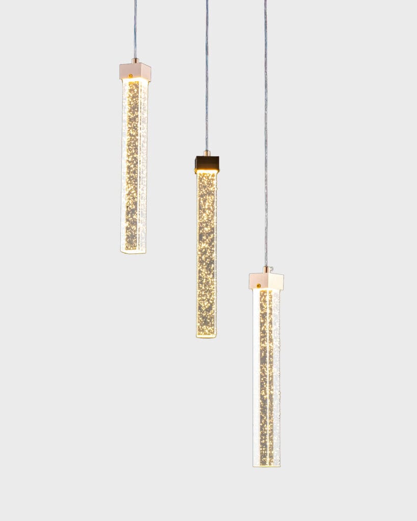 Đèn Thả Pha Lê Đặc Bọt Nước Dạng Thanh Trụ Hiện Đại VRG-2004-3