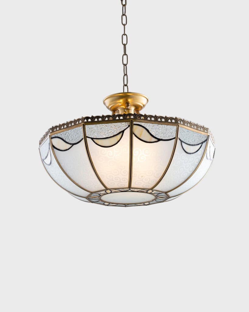 Đèn Thả Tiffany Chao Bát Kính Ghép Hoa Văn Cổ Điển VRG-TD0040