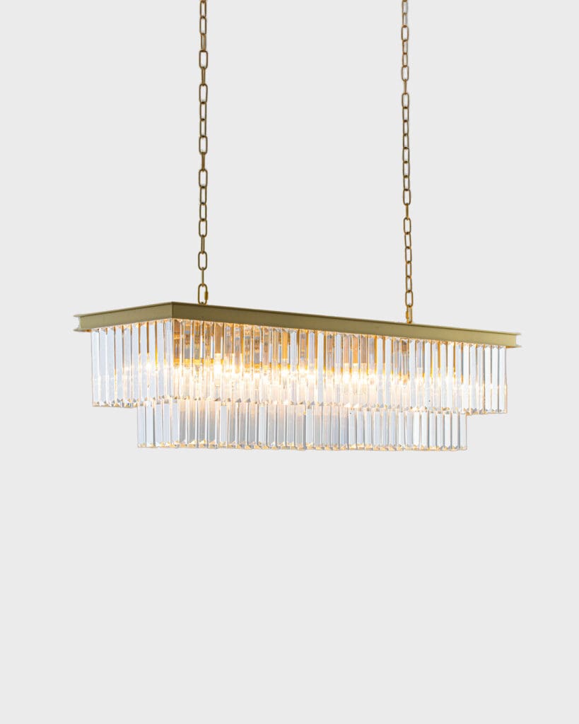 Đèn Thả Pha Lê Dáng Ngang Khung Hợp Kim Mạ Vàng Sang Trọng VRG-TH808621