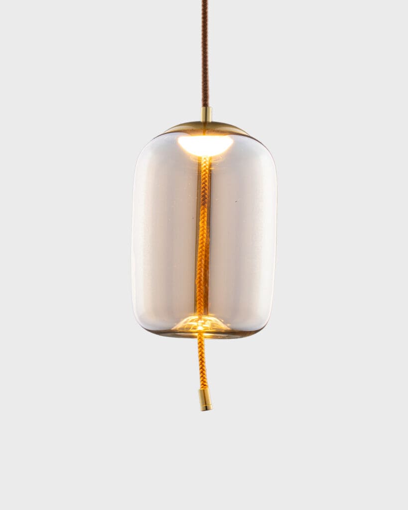 Đèn Thả Thủy Tinh Hình Trụ Phối Dây Thừng Vàng Độc Đáo VRG-THCN21920