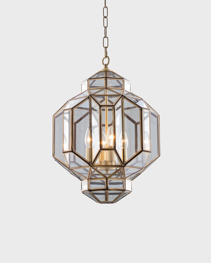 Đèn Thả Đồng Lồng Kính Đa Giác Cổ Điển Sang Trọng Phong Cách Indochine VRG-THD2123