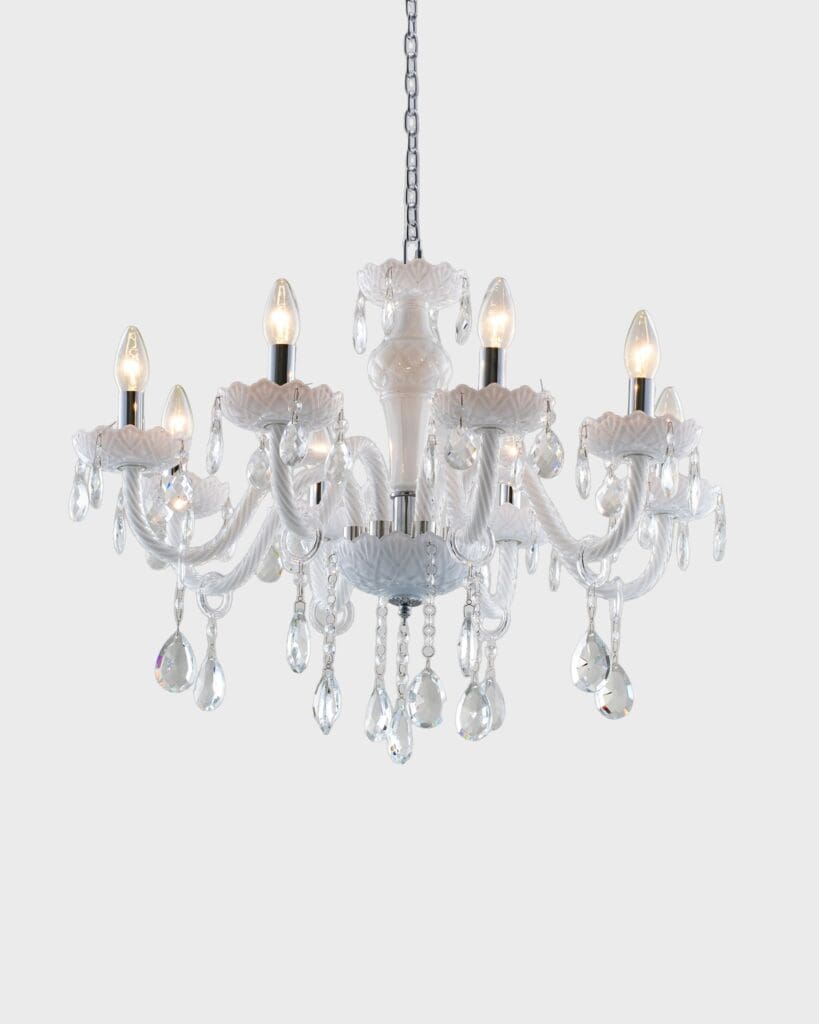 Đèn Chùm Pha Lê Tân Cổ Điển White Opal Cao Cấp VRG-CPL801