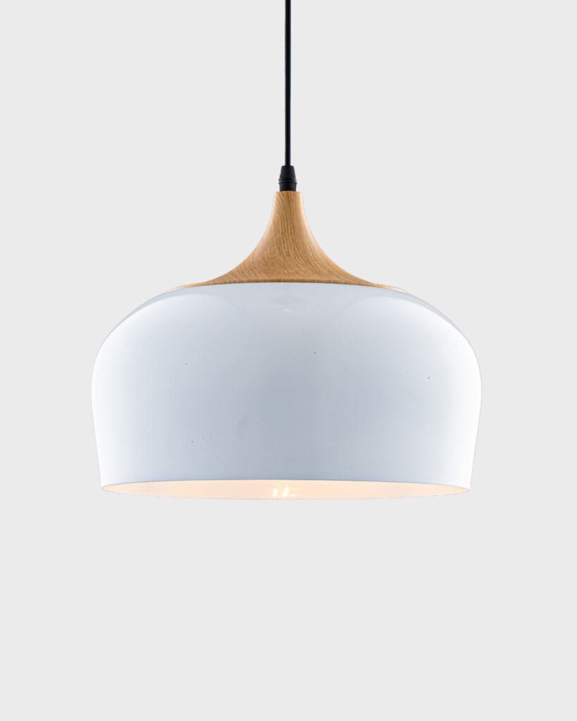 Đèn Thả Hiện Đại Gỗ Tự Nhiên Hình Oval Màu Trắng Sang Trọng VRG-9123LB