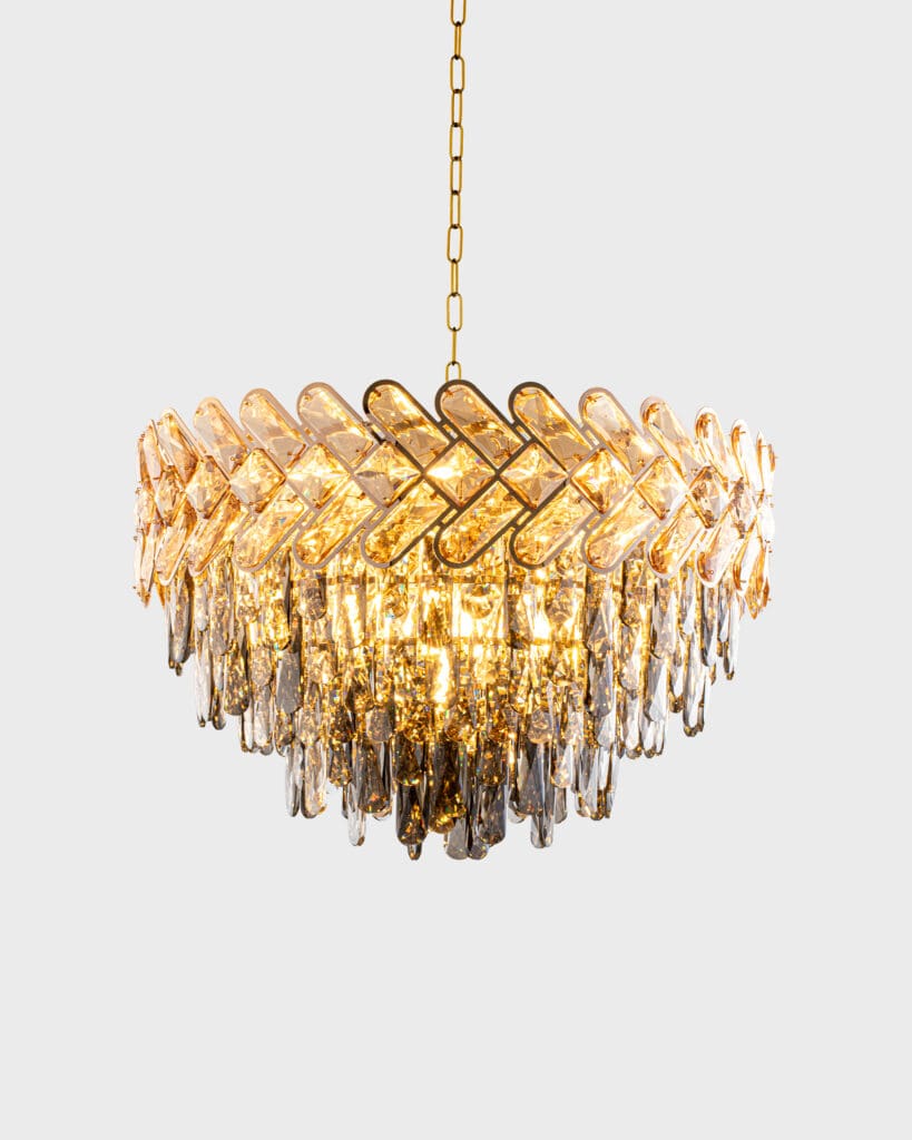 Đèn Chùm Pha Lê Vàng Sang Trọng Với Hình Dáng Độc Đáo VRG-CFL2811