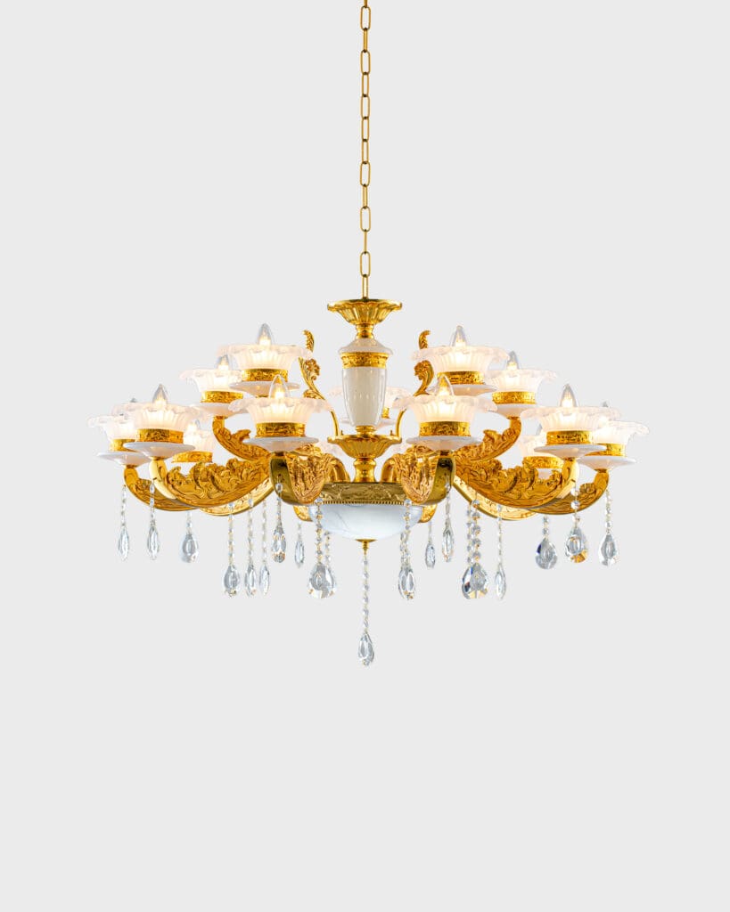 Đèn Chùm Pha Lê Cổ Điển Đặc Sắc Vàng Sang Trọng – VRG-CN8803-15