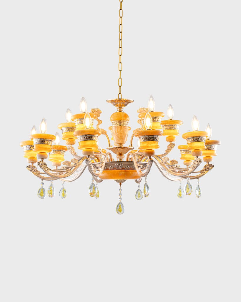 Đèn Chùm Pha Lê Sang Trọng Hình Oval Vàng Điệp Đặc Biệt VRG-CNQT130-15