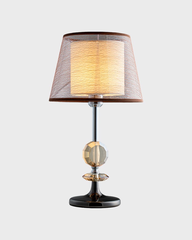 Đèn Bàn Pha Lê Sang Trọng Hợp Kim Tròn Đen Tinh Xảo VRG-DB2315