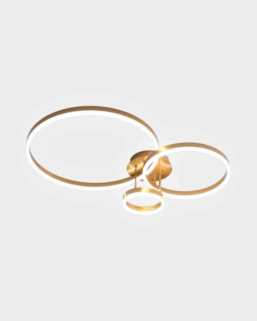 Đèn Ốp Trần Hiện Đại Hợp Kim 3 Vòng Vàng Gold LED 3 Màu VRG-MO995