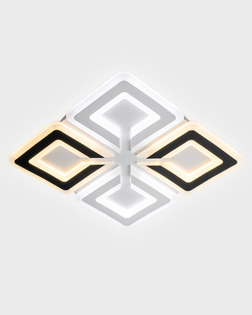 Đèn Ốp Trần Hiện Đại Hợp Kim 4 Ô Vuông Đen Trắng LED 3 Chế Độ VRG-MT790
