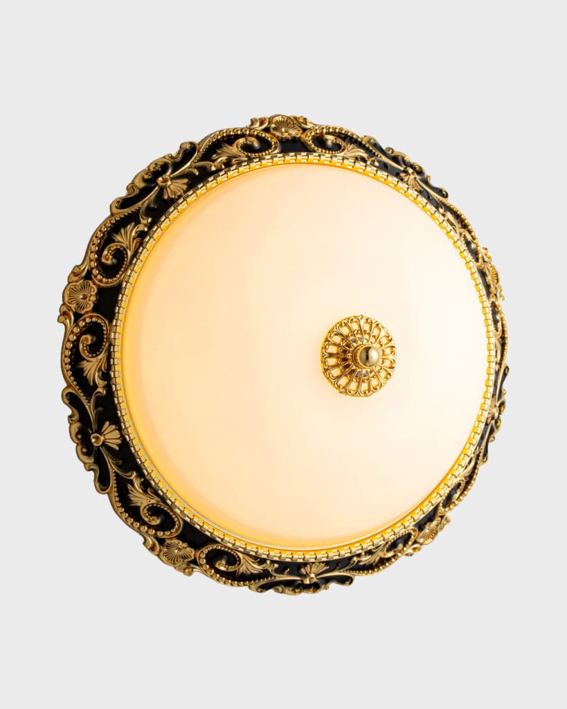 Đèn Ốp Trần Cổ Điển Hợp Kim Đen Vàng Sang Trọng VRG-OD71822