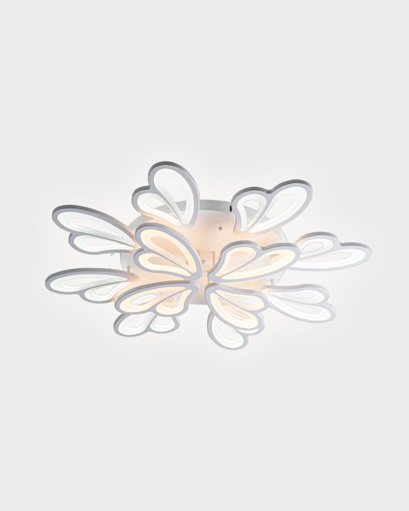 Đèn Ốp Trần Hiện Đại Cánh Bướm Hợp Kim Acrylic Trắng Xám LED Tinh Tế VRG-OT8063-12