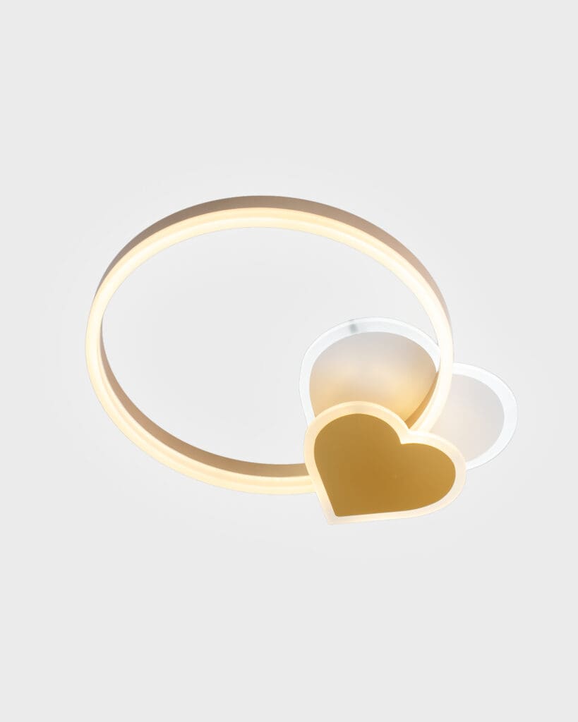 Đèn Ốp Trần Trái Tim Hợp Kim Vòng Tròn Vàng Gold LED Hiện Đại VRG-OTA8875