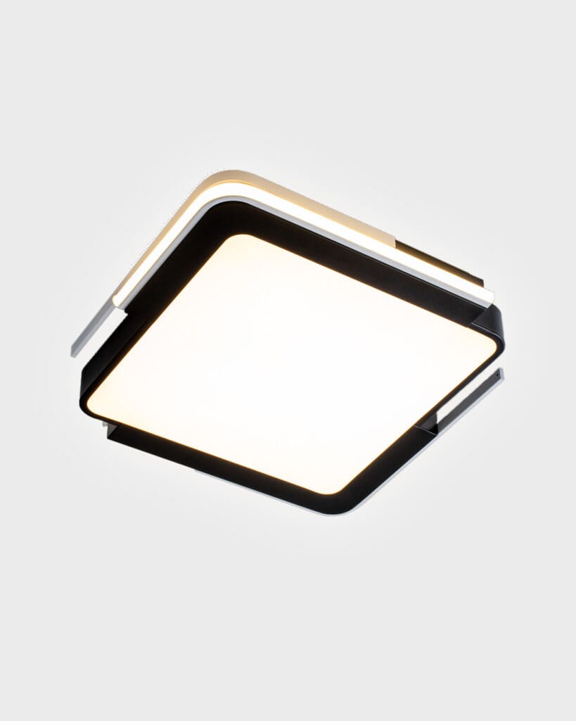 Đèn Ốp Trần Hiện Đại Hợp Kim Vuông Xếp Lớp Đen LED Tối Giản VRG-OTP75BK