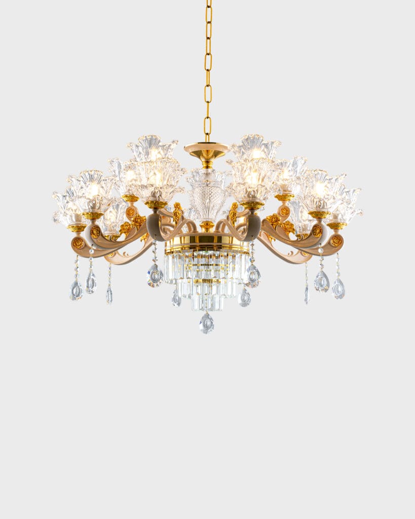 Đèn Chùm Pha Lê Sang Trọng Hình Tròn Màu Vàng Đẳng Cấp VRG-QT248