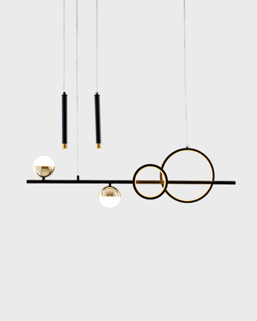 Đèn Thả Hiện Đại Hợp Kim Đen Tròn Vàng Gold Sang Trọng VRG-TL9016BK