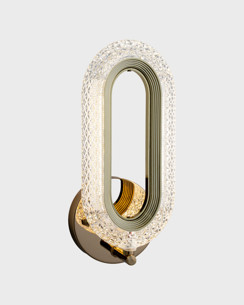 Đèn Tường Pha Lê Sang Trọng Hình Oval Màu Vàng Gold Tinh Tế VRG-V834