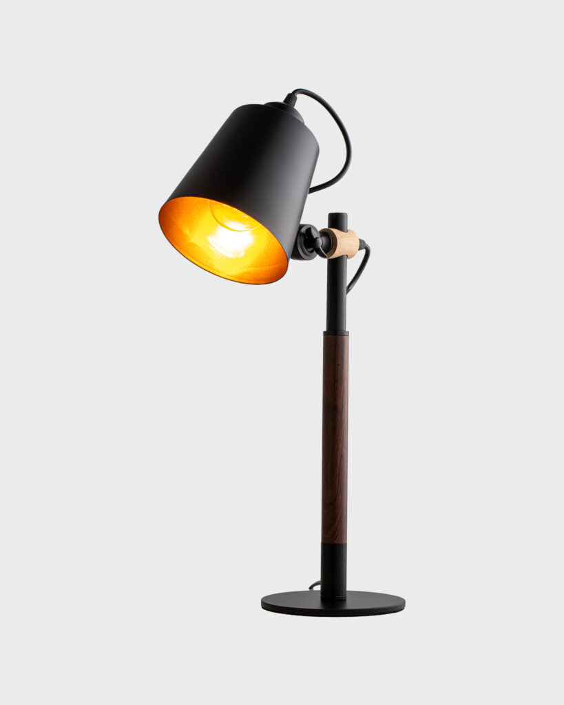 Đèn Bàn Hiện Đại Hợp Kim Đen Dáng Trụ Sang Trọng VRG-DB3084