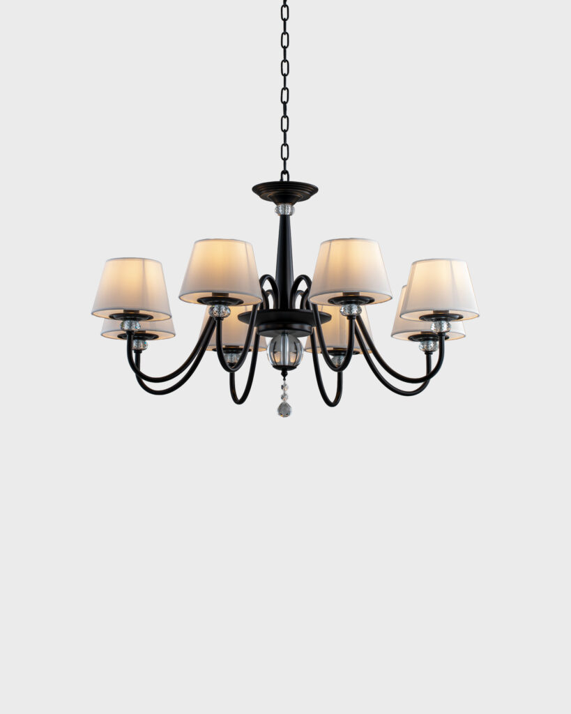 Đèn Chùm Cổ Điển Đen Sang Trọng với Pha Lê và Thiết Kế Tinh Tế VRG-THCN299