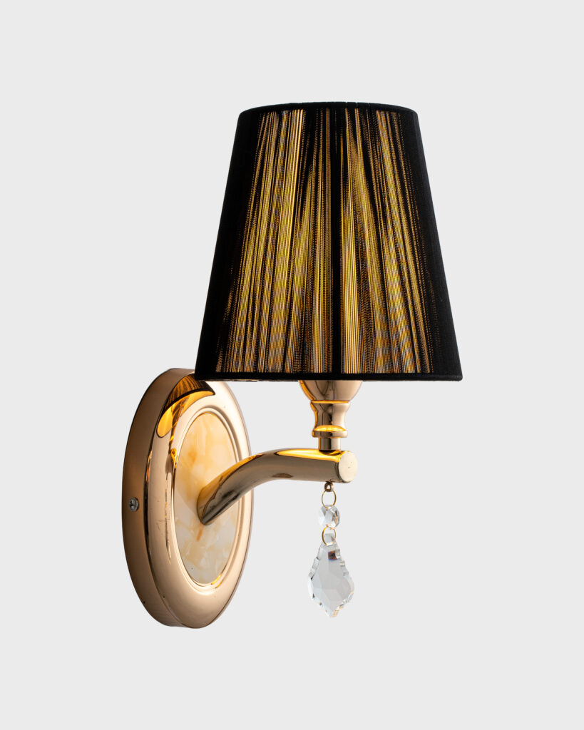 Đèn Tường Pha Lê Sang Trọng Hợp Kim Đen Vàng Tối Giản VRG-VB3138-1