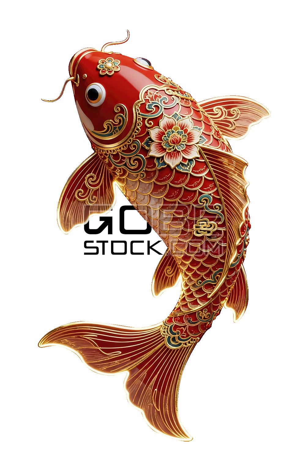 Red carp with artistic patterns