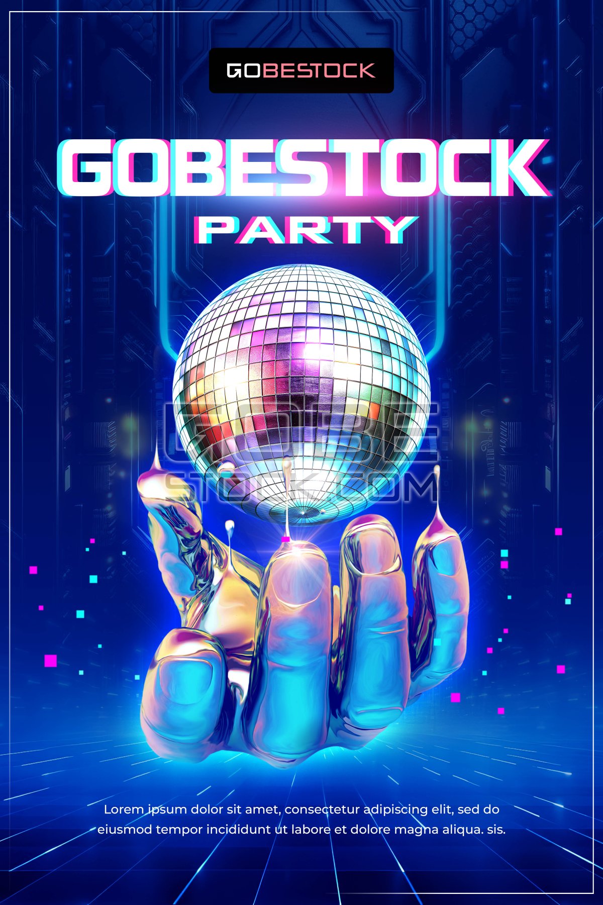 Key visual background template disco party futuristic