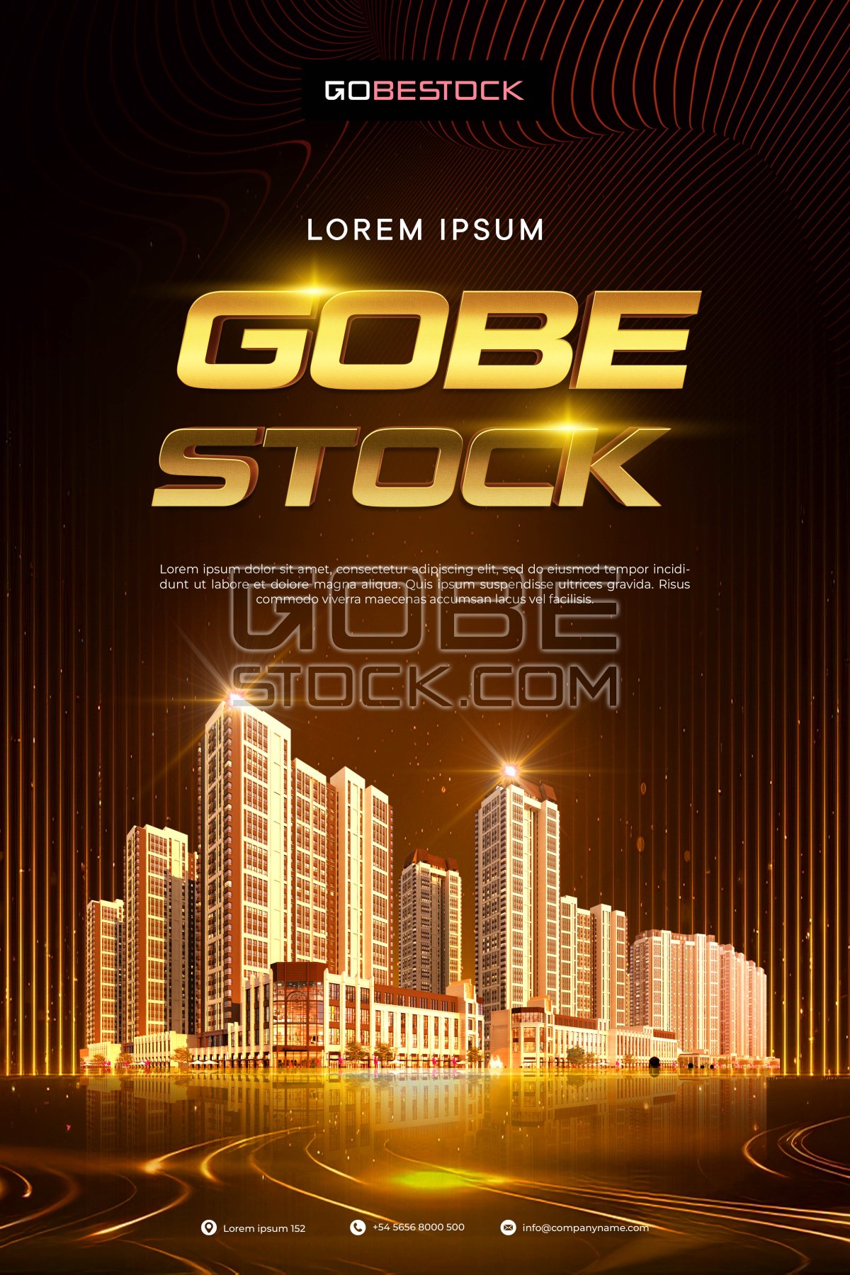 Poster real estate golden city futuristic