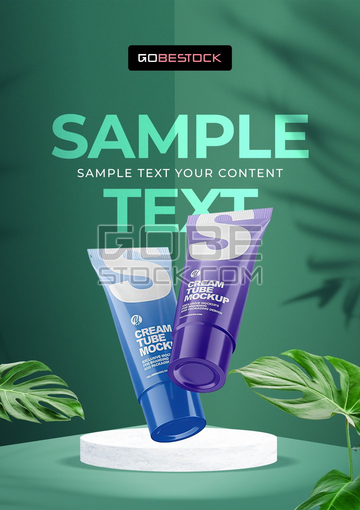 Poster background demo cosmetics on podium 03