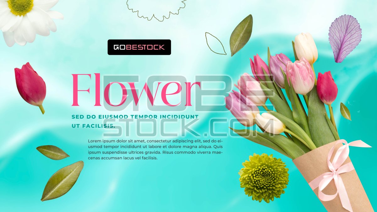 Poster template flowers and leaf 01