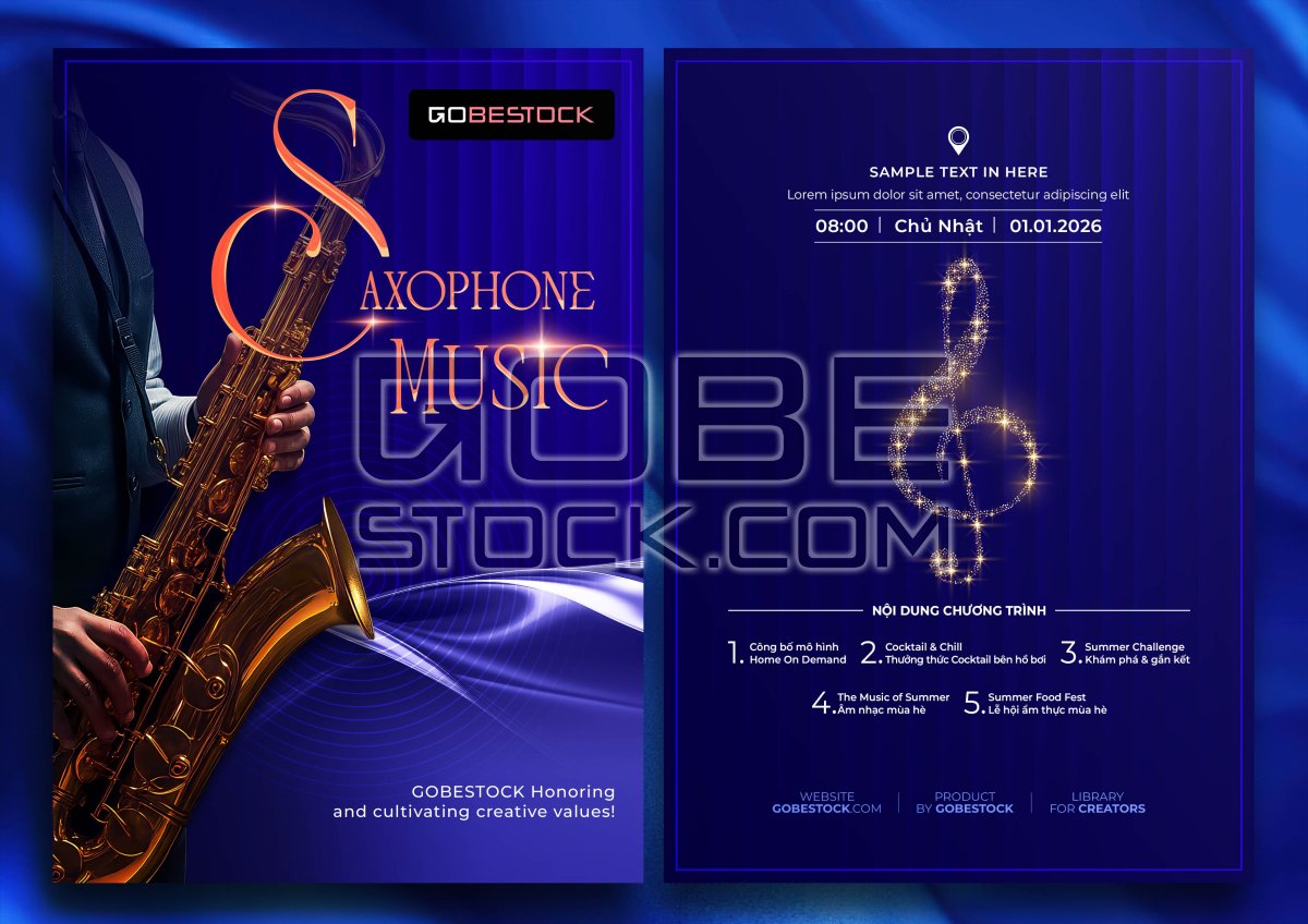 Poster template invitation saxophone music