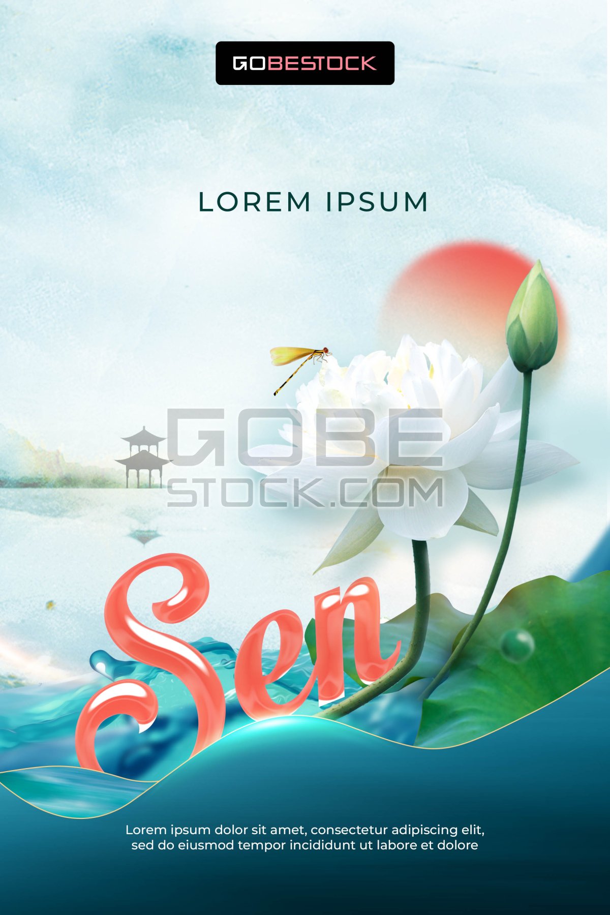 Poster template tea lotus 02