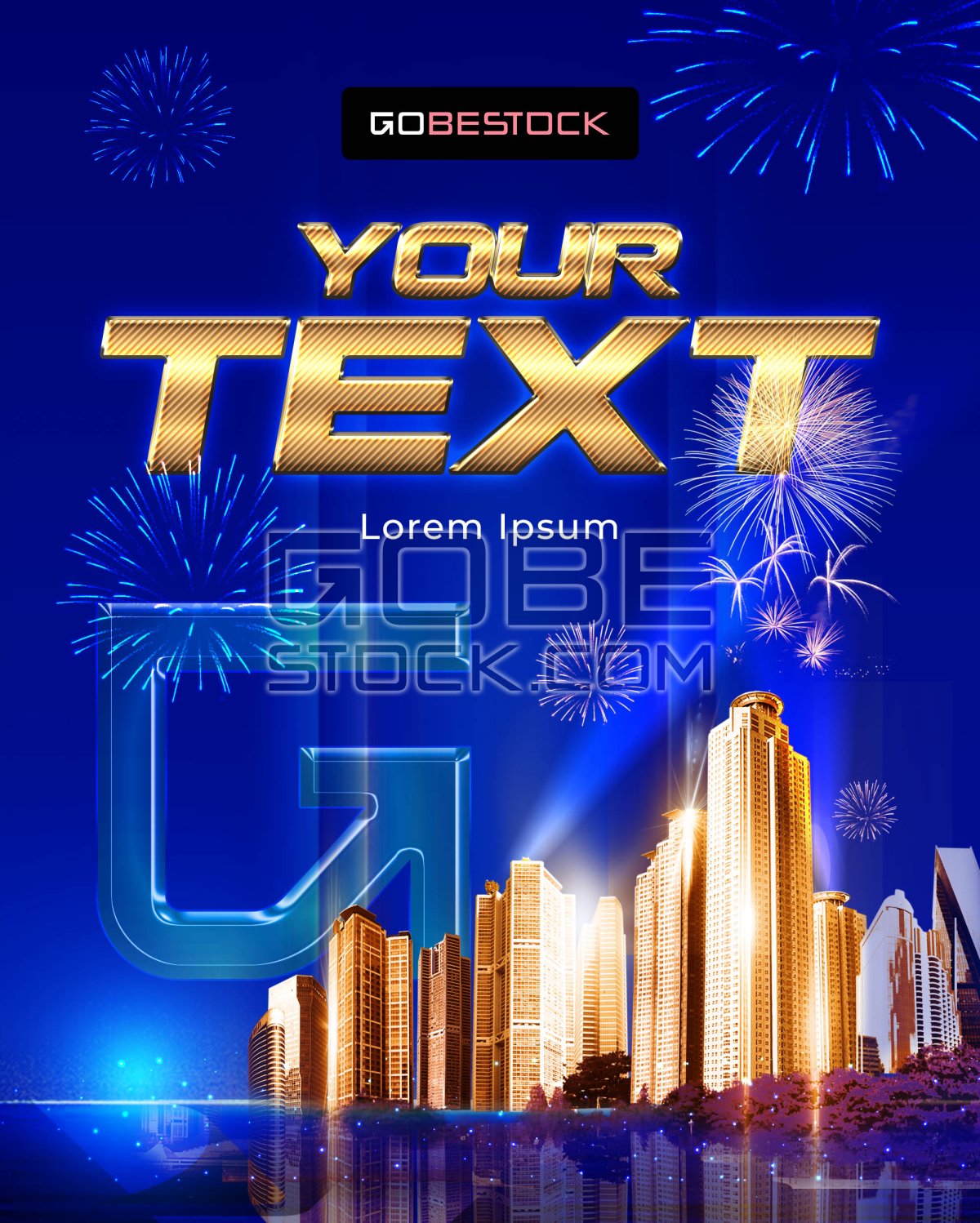 Poster template city firework real estate 03