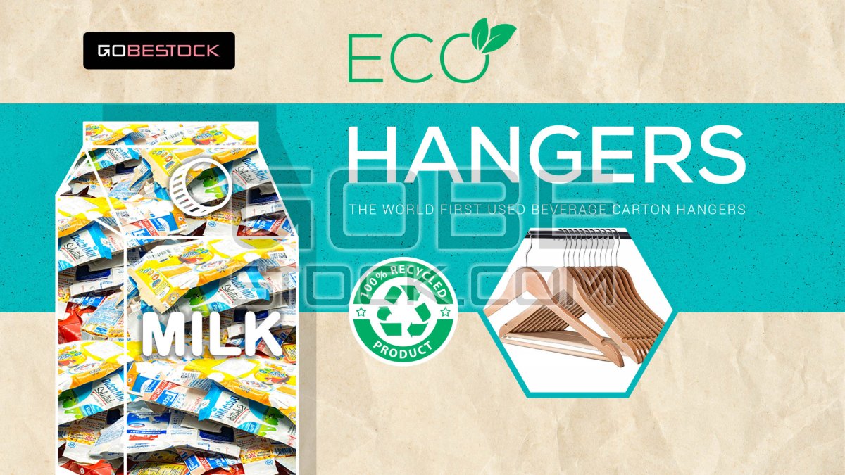 Poster recycled products milk clothes hanger 01