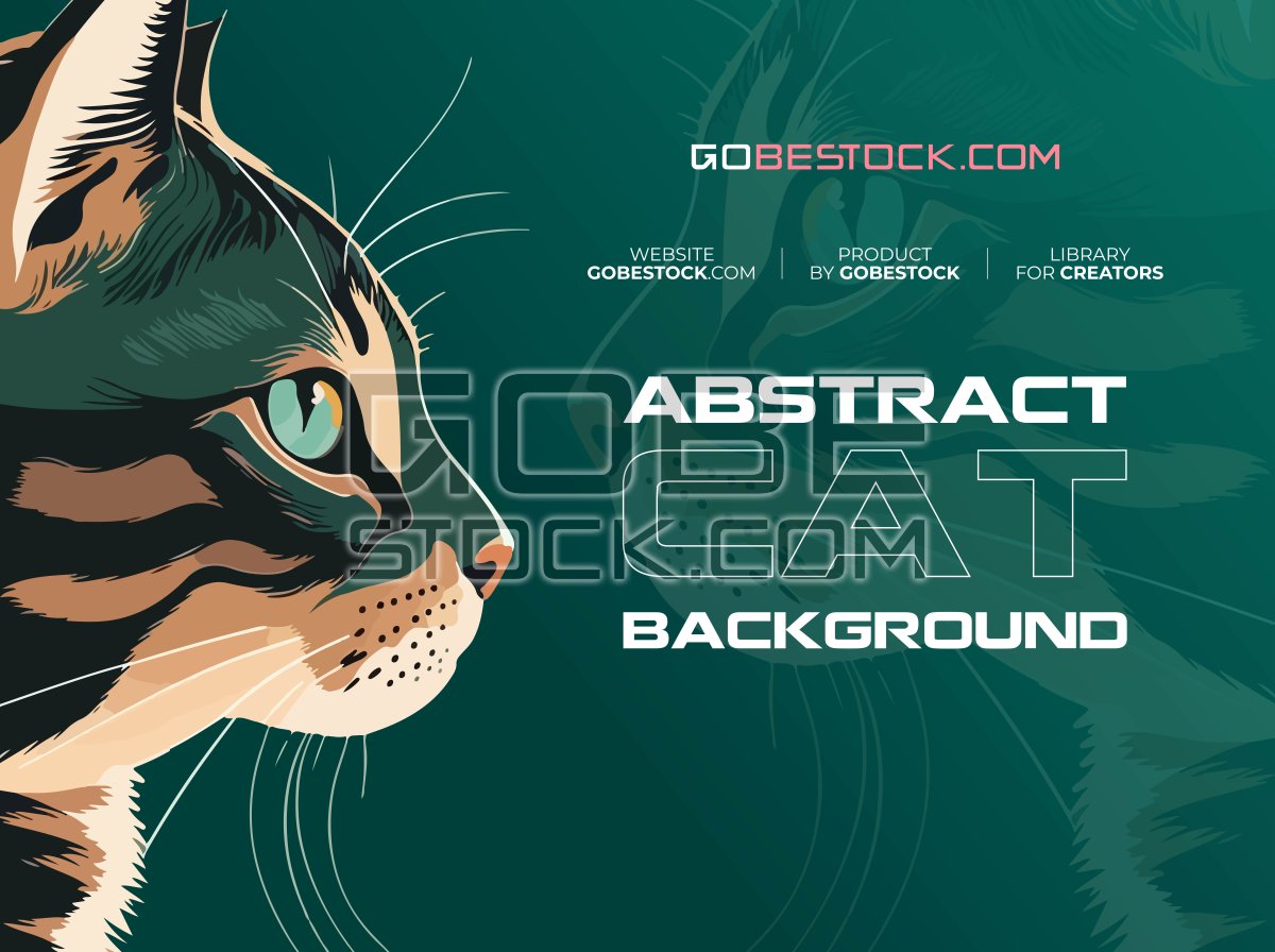 Stylized cat with fine art drawing