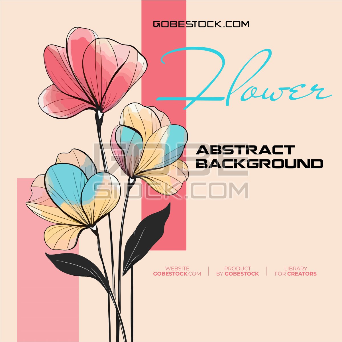 The abstract watercolor flower art
