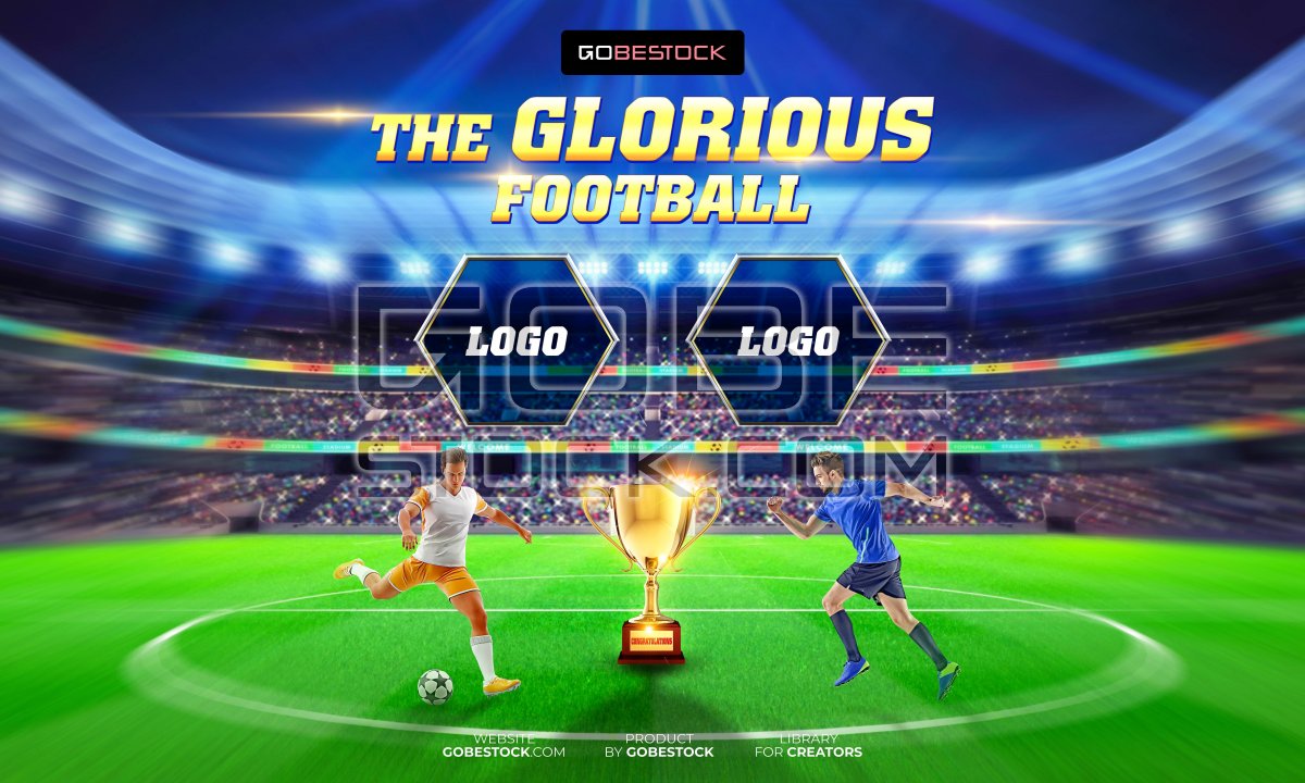 Poster football tournament with trophy