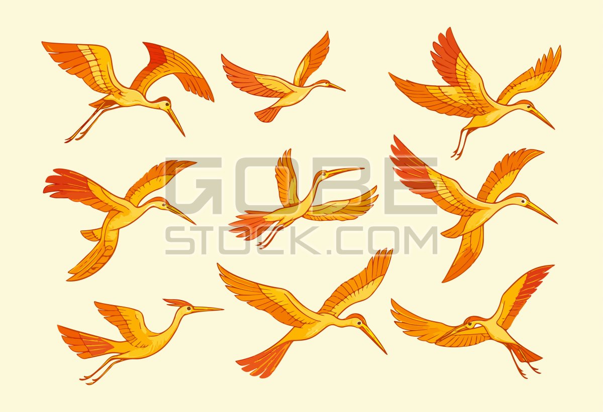 Collection of images of cranes in Asia
