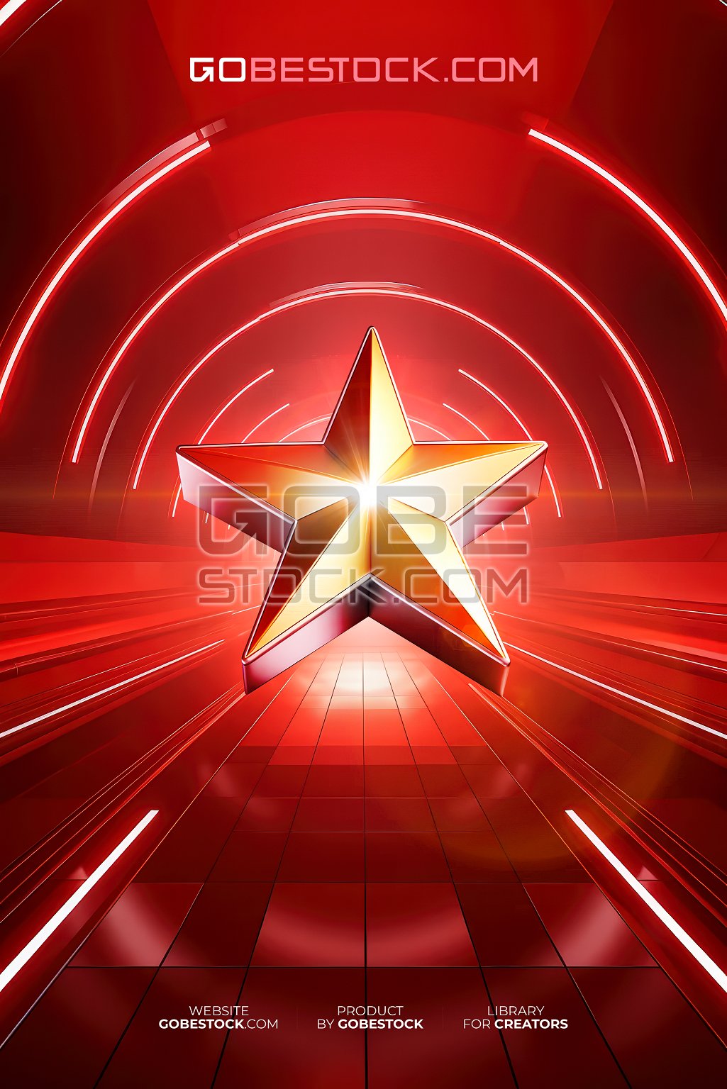 Red background with a golden star
