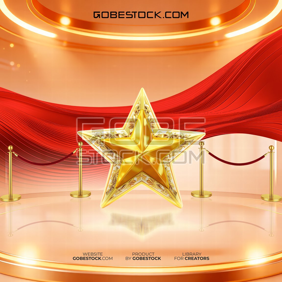A golden star against a backdrop of light effects.