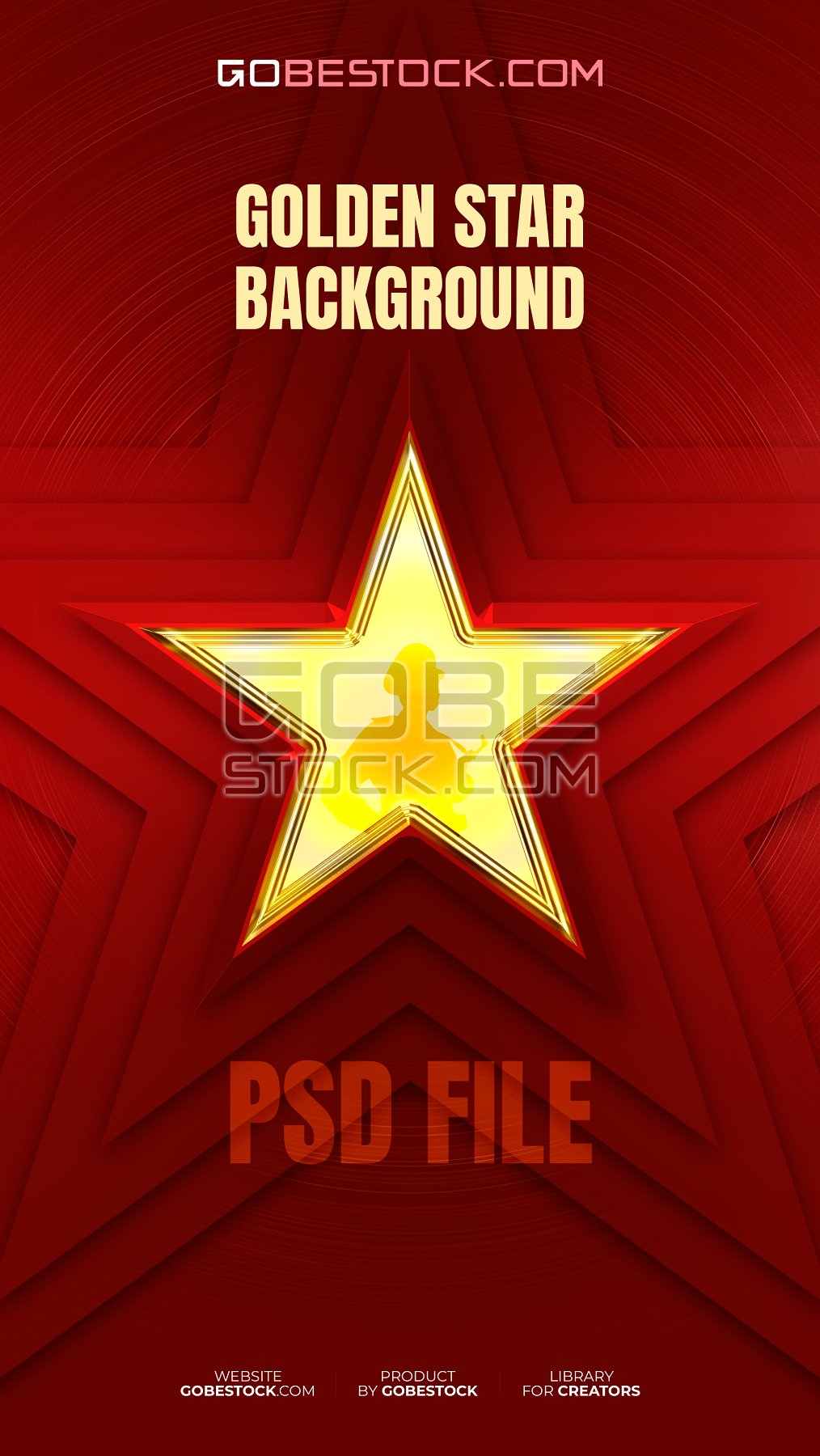 Golden star in red background (2)