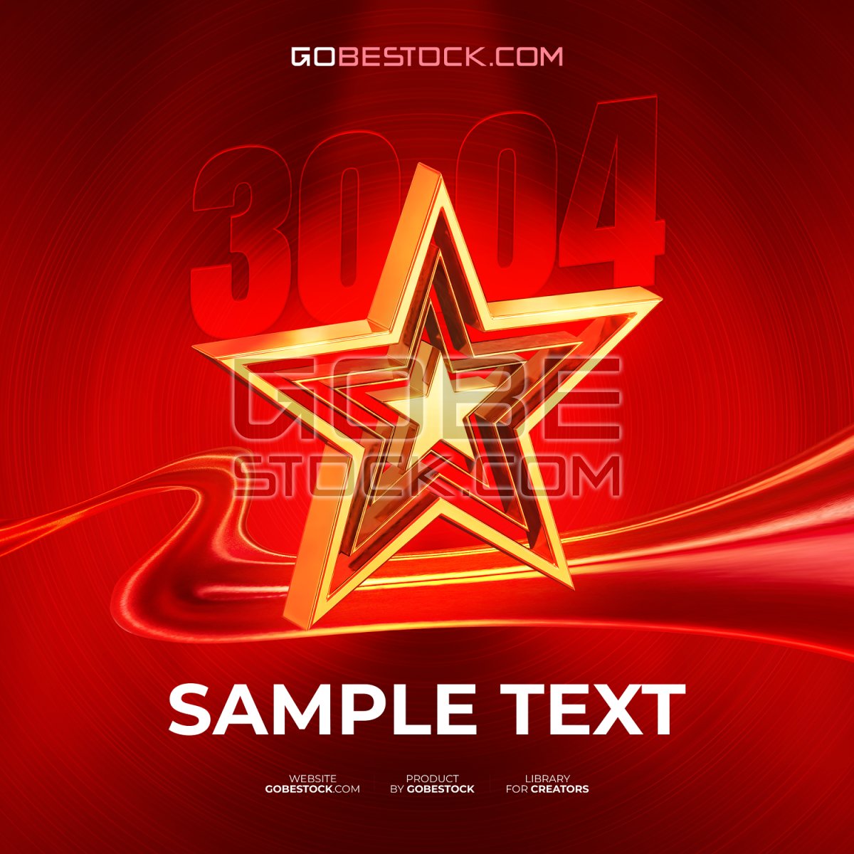 Golden star in red background